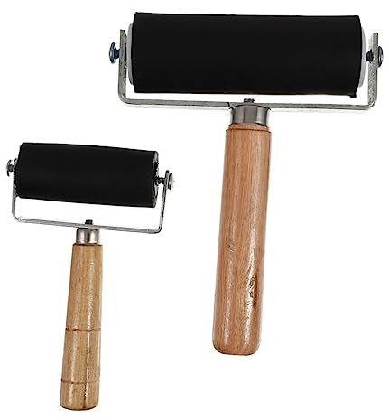 WHAMVOX 2 Pcs Rubber Roller Brush Painting Rollers Set Medium and Large Size for Ink, Wall Paint, and Crafts Application