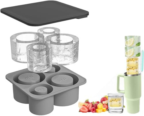 JOYSKY Eiswürfelformen für Trinkbecher,4 Stück Silikon-Hohlzylinder-Eisform mit Deckel für Gefrierschrank, Eisgetränk, Saft, Stanley Cup Original, kompatibel mit 20-Unzen-,30-Unzen-,40-Unzen (Schwarz)