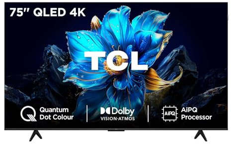 TCL 75P7K-UK 75 QLED 4K Ultra HD HDR Google TV (Google Assistant, Freeview Play, Dolby Atmos, Dolby Vision, HDR10+, 120Hz Game Accelerator, Motion Clarity，2025 New Model)