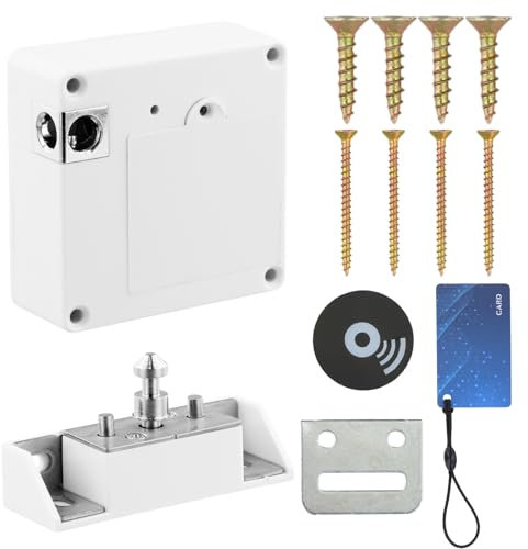 Cerradura Electrónica para Armario, Cerradura de Cajón RFID, sin Agujeros, 1 Tarjeta, Cerradura Digital Oculta Invisible para Cajones, Puertas