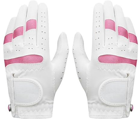 TINAYAUE Kids Golf Gloves for Boys Girls Age 5-9 1 Pair Breathable Microfiber Golfing Gloves Left Hand Right Hand Golf Glove (Pink, Size 14)