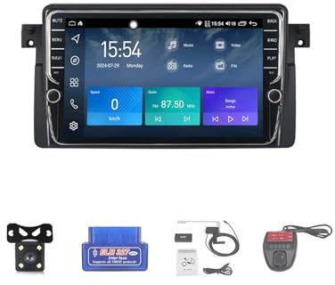 Sistema de navegación para coche Android 12 2 DIN para E46 Sedan 1998-2005, pantalla táctil de 9, CarPlay inalámbrico y Android Auto, GPS, WiFi, FM/AM, DAB+ DSP, Bluetooth 5.0, micrófono SWC, lienzos