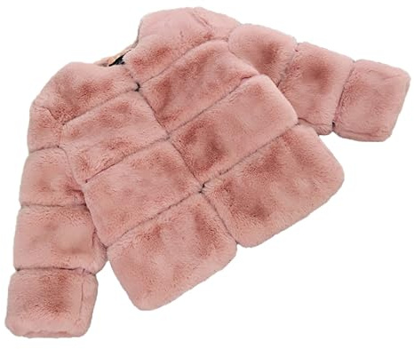 Kids Faux Fur Coat Fluffy Fleece Fuzzy Long Sleeve Cozy Toddler Winter Jacket Girls Thermal Heavy Christmas Clothes (Watermelon Red, 18-24 Months)