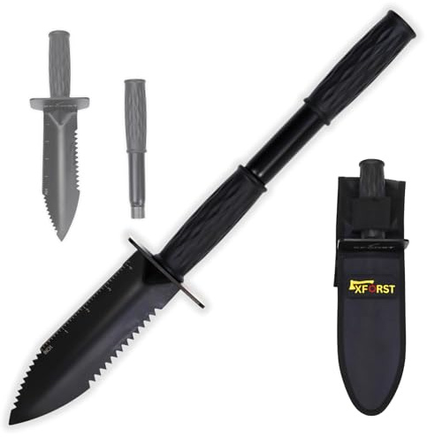 Xforst Detection metaux Pelle bêche pour détecteur de métaux vec Fonction d'Extension. Hori Hori, Pelle Camping. Mini Pelle de Survie. Idéal Le Jardinage, la Prospection. Modèle X-GM350.