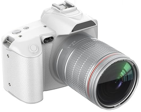 Gettimore D5 Appareil photo reflex numérique avec zoom 16X anti-secousses, double objectif, écran tactile 3,0, ouverture F = 2,7, pour vidéo 4K, noir et blanc