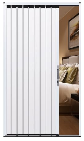 PVC-fälldörrar, dragspelsdörrar Vikdörr i aluminium med lås och nyckel, flerfärgad, 183 cm hög, flera storlekar(Grey,WXH 57X78IN(144.8X198CM))