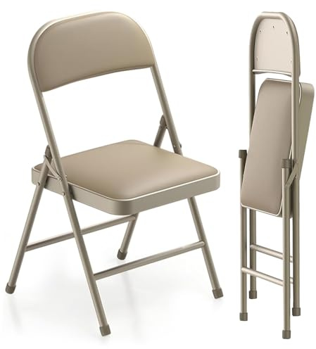 BULAGE Set di 2 sedie pieghevoli, sedia da giardino in pelle pieghevole, sedia pieghevole in metallo per esterni e interni, comoda fino a 158 kg, sedia stabile per giardino, balcone, campeggio