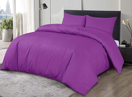 Sapphire Collection 100% Egyptian Cotton 200 Thread Count Duvet Cover With Pillow Case Bedding Set (Fuchsia, Super King)