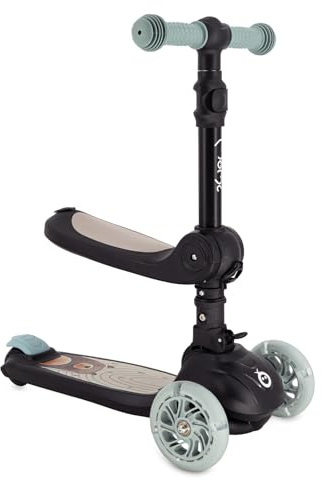 MoMi Debe Roller para niños de 1 año hasta 50 kg – Scooter 2 en 1 con Asiento Plegable – Patinete Infantil con 2 Altura Ajustable – Patinete Plegable para Interior y Exterior – 3 Ruedas LED