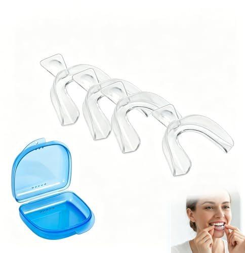 Gouttière Dentaire Anti Bruxisme Protection Dents Nuit 4Pièces Thermoplastique Moulable Ajustable Sommeil Soulagement Machoire Alignement Denture Boîte Rangement 2Tailles Transparent