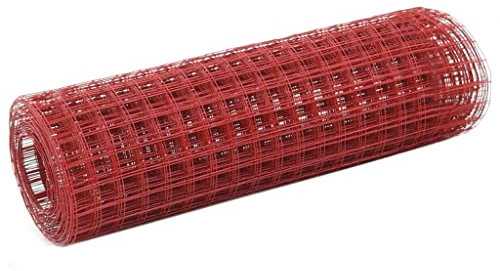 vidaXL Grillage Métal Acier Revêtement PVC 25x0,5 m Carré Rouge Clôture Jardin