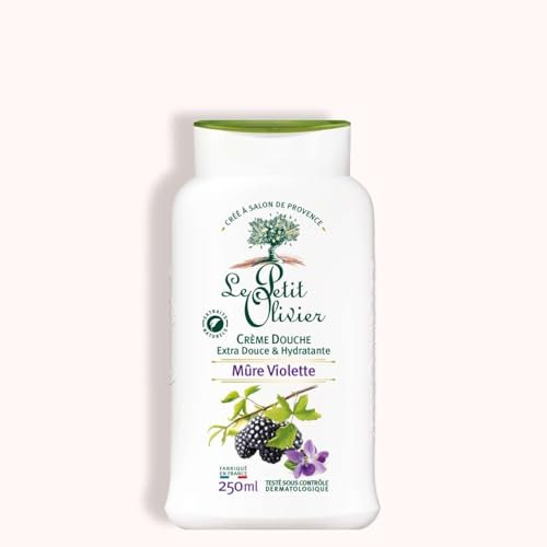 Le Petit Olivier - Crème Douche Extra Douce - Mûre Violette - Fabriqué en France - Flacon 250 ml