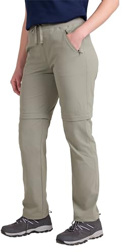 Mountain Warehouse Explorer Womens Zip Off Trousers - Quick Drying Pants, UV Protection Bottoms - Spring Summer, Hiking, Camping & Outdoors Light Khaki (Regular Length) Women's Size 14