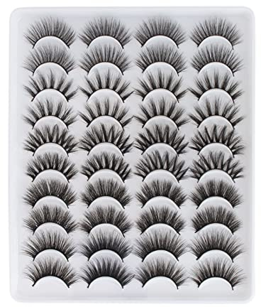 8D Ciglia Finte Naturali 20 Paia Multipack Fake Lashes 5 Stili Soffici Ciglia Finte Volume False Eyelashes Riutilizzabili Drammatiche Mink Lashes Fatte a Mano