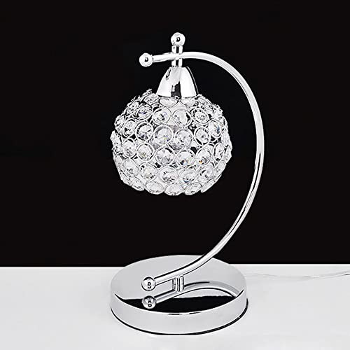 Lampada da tavolo moderna in cristallo, Lampada da comodino in argento cromato, Lampada da scrivania con interruttore on / off in linea, Luce notturna decorativa per camera da letto (Silver)