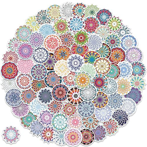 100 PCS Mixed Mandala Stickers for Laptop Vinyl Stickers Set Decals for Water Bottle Moto Bicycle Skateboard Luggage Phone Decor Graffiti Scrapbook Stickers for Kids, Teens, Girls