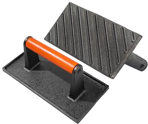 vivicreate Bacon Press, Griddle Press, Grill Press, Meat Press, cast Iron Grill Press, cast Iron Griddle, Iron Press, cast Iron Material with Wooden Handle