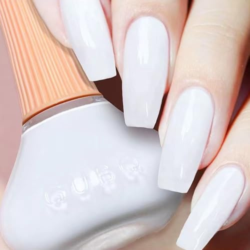 White Nail Varnish - Quick Dry Nail Polish - Long Lasting Nail Varnish Pastel White Oil-Based Formula Nail Polish for DIY Nail Art No Need Baking