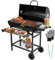 TEENO Carrello per barbecue in legno,Grill XXL a carbone con coperchio, termometro,Cassetto per cenere,Guanti antiscottature, Svento regolabile,Grande barbecue al carbone di legna (Basic)