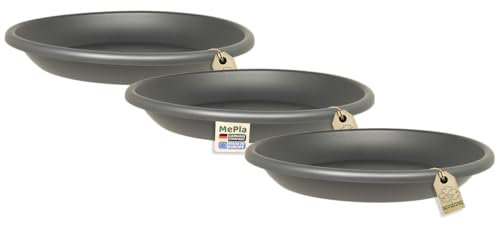 MePla - Lot de 3 soucoupes pour pot de fleurs Cilindro - Soucoupes rondes en plastique - Résistant aux intempéries - Résistant aux UV - Diamètre 19 cm (intérieur : diamètre 14,4 cm) - Anthracite