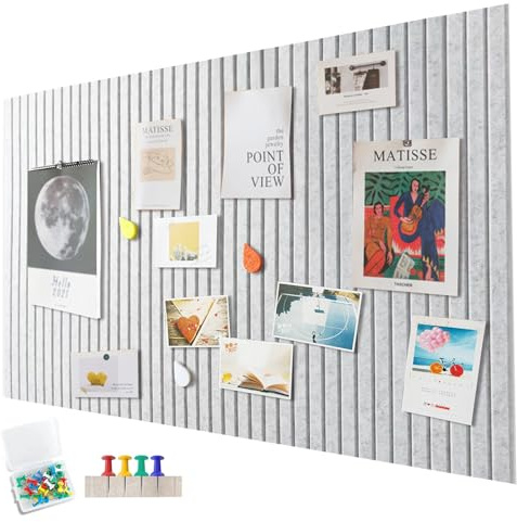 Penbinmall Grand tableau d'affichage de 60 x 40 cm - Plaque en liège décorative en feutre - 0,9 cm d'épaisseur - Photo pliable avec ruban adhésif autocollant