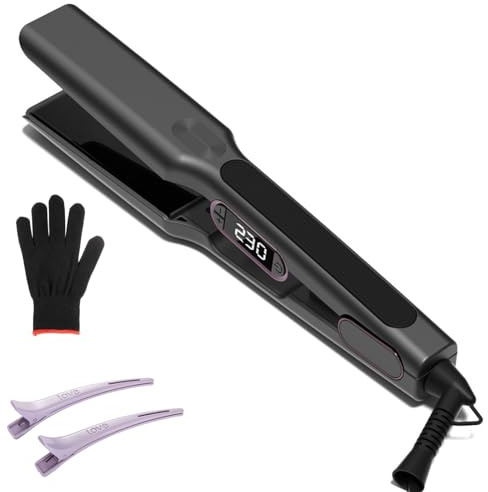 Bestauty Glätteisen 110x40mm: Breit-Keramik-Floatplatten(glatt gleiten), 15 Temperaturen (80-230℃), Dual Voltage (110-240V), Schnell Styling für Lange/Dicke Haare, Schwarz – Geschenkidee für Damen