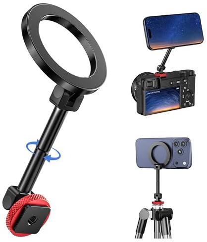 Itramax Soporte Metálico Teléfono de Cámara con Zapato Frío para Magsafe,Adaptador Trípode Smartphone 360° Ajustable con Rosca 1/4 para iPhone 17 Pro MAX 16 15 14 13,Galaxy S25,Canon Nikon Sony DSLR