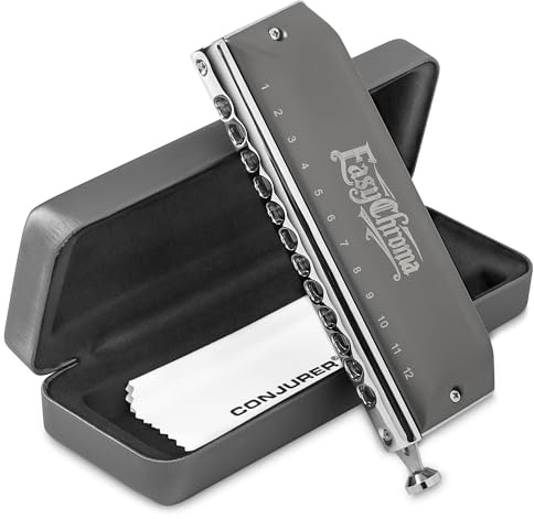 CONJURER Harmonica chromatique avancé sans valve 12 trous 48 tons en Do | Anches en bronze phosphoreux avec couvercle en acier inoxydable, harmonicas pour adultes, débutants, amateurs, amis