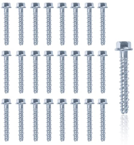 25 Stück Betonschrauben Ohne Dübel, M8 x 60mm Schraubanker Erzinkt Betonschrauben M8 Sechskantkopf Schrauben Set Betonschraube Sechskant mit Scheibe für Mauerwerk Beton Architektur Industrie
