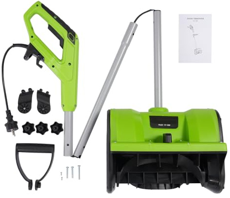 Elektrisk snöslunga med kabel, plug-in snöriktningsmaskin – 1 200 W, 30 cm arbetsbredd, 15 cm rumshöjd, 8 m kastbredd, upp till 3 500 varv/min, säkerhets-praktisk brytare, 33 × 21 × 140 cm