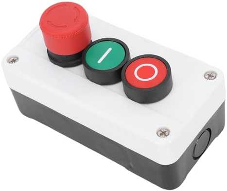 Fockety 1 NO Start 1 NC Stop Interrupteur momentané rouge et vert, bouton-poussoir d'arrêt d'urgence rouge en forme de champignon avec verrouillage, boîtier de commande