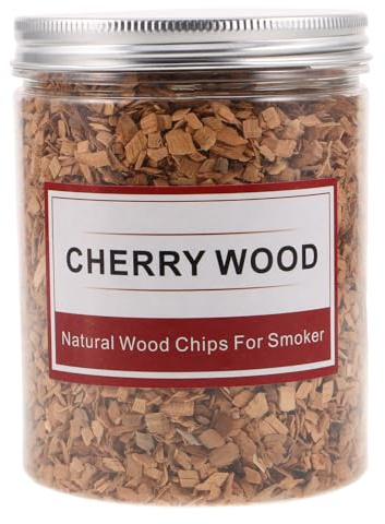 ORFOFE Astillas de Madera de Cerezo para Barbacoa 125g Trozos para Ahumar Encendido Rápido y Humo Prolongado Ideales para Parrillas Picnics y Barbacoas al Aire Libre