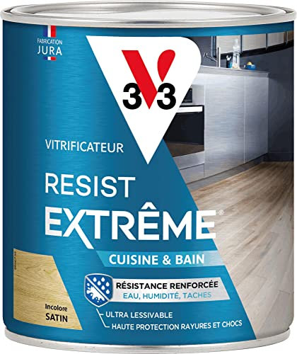 V33 Vitrificateur parquets Résist extrême cuisine & bains, Incolore satin, 2,5L