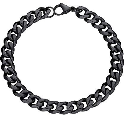 PROSTEEL 21cm Armkette schwarz Edelstahl Panzerkette Armband 9mm Hip Hop Herren kubanische Gliederarmband Bracelet Jungen Männer ModeSchmuck Accessoire für Weihnachten Neujahr