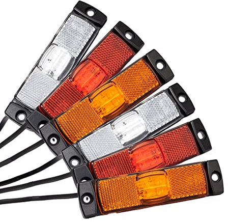 DOJA Barcelona | Begrenzungsleuchte 12v LED Licht | PACK 6 (2 Rot/2 Gelb/2 Weiß) Positionsleuchten | Begrenzungsleuchten Anhänger Beleuchtung | LKW Zubehör Umrissleuchte, Seitenmarkierungsleuchte
