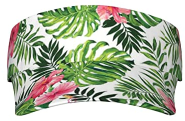 Sombrero de visera solar con estampado de hojas tropicales para mujeres y hombres, gorra deportiva, sombreros de tenis ajustables con banda para el sudor, Hojas tropicales, talla �nica