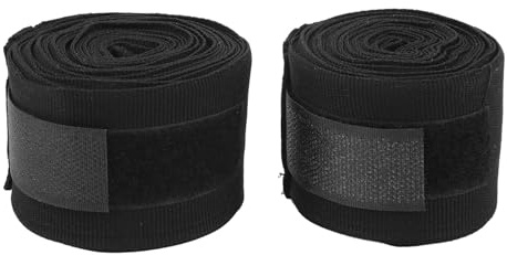 Bandages de Boxe en Coton, 2 Pièces, 5m, à Séchage Rapide, avec Une Excellente Protection et Une Excellente Adhérence pour Le Kickboxing Muay Thai (Black)