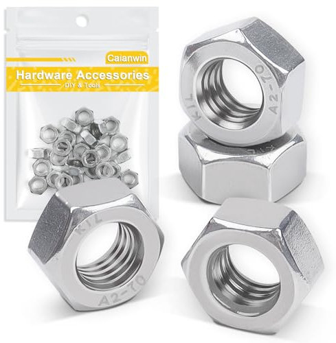 Caianwin 20 tuercas hexagonales M5 de acero inoxidable DIN934 304 para elementos de fijación de construcción Lndustrial