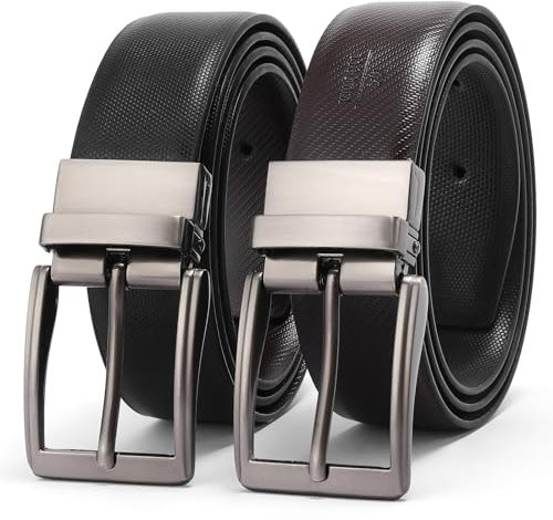 SOEROOY Gürtel Herren Braun und Schwarz Ledergürtel, Wendegürtel (2in1) für Männer, 35mm Breit Herrengürtel mit Drehbarer Schnalle, Herren Gürtel Schneidbar für Business Anzug und Jeans