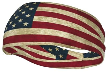 Cute American Flag Sports Headband for Women Men USA Flag Sweatband for Basketball, Football, Running, Gym