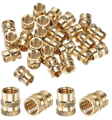 M METERXITY 20-Pack Threaded Inserts, M8 x 12mm x 10mm Brass Female Knurled Metric Nuts Brass Heat Set Insert Embedment Nuts for Plastic/DIY 3D Printing Components