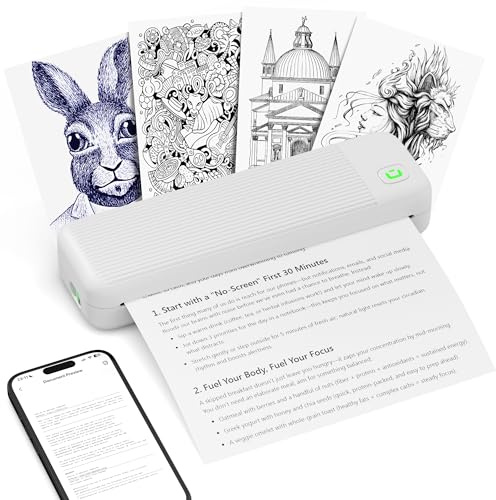 CyberPixel Stampante Portatile A4, Stampante Termica Portatile Compatibile con IOS/Android e Mac/Windows, Senza Inchiostro Compatibile con A4 e Diverse Dimensioni, per PC e Smartphone