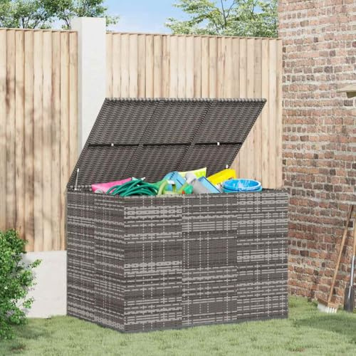 Genérico Baúl para Cojines de jardín ratán PE Gris 145x100x103 cm,Cajas de almacenaje para exteriores-317231