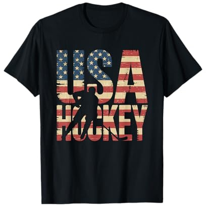 Camiseta De Hockey con Bandera Americana para Hombre Y Niña, Camiseta