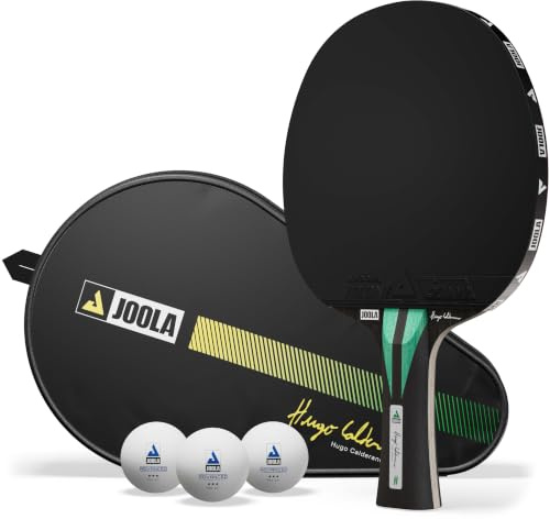 JOOLA Hugo Calderano Carbon Pro Table Tennis Racket Set – Includes Competition-Level Racket with ITTF-Approved Micron Rubbers and Carbon Fiber Blade, 3-Star Tournament Balls & Protective Carry Case