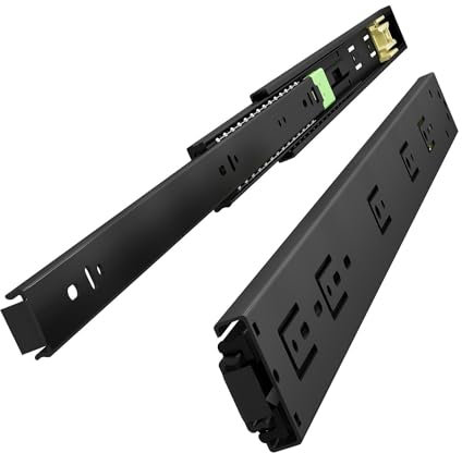 VADANIA Push-to-open Guías para Cajones de 350mm #VF1245, empujar para abrir, rodamiento de bolas, extensión completa de 3 pliegues, capacidad de carga de 45kg, montaje lateral, 1 par