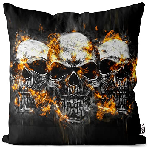 VOID Totenköpfe Hard Rock Kissenbezug Kissenhülle Sofakissen Kissen Deko Outdoor-Kissen Dekokissen, Kissen Größe:40 x 40 cm
