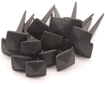 Chiodi tradizionali forgiati a mano, confezione da 40 (1 kg) Old Antique Rustic, 25 mm, testa quadrata in ferro nero, chiodi decorativi per porte e mobili