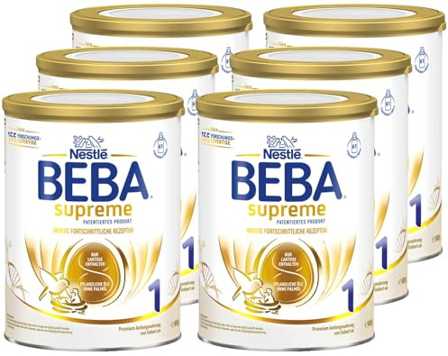 BEBA SUPREME 1 Anfangsmilch von Geburt an, Babynahrung , nur Laktose, ohne Palmöl, 6er Pack (6 x 800g)