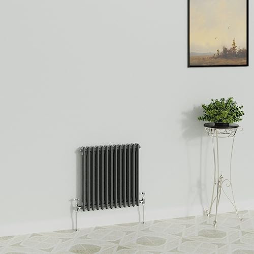 WarmeHaus Traditional Radiator Anthracite Horizontal Double Column Cast Iron Grey Radiators 600x605mm